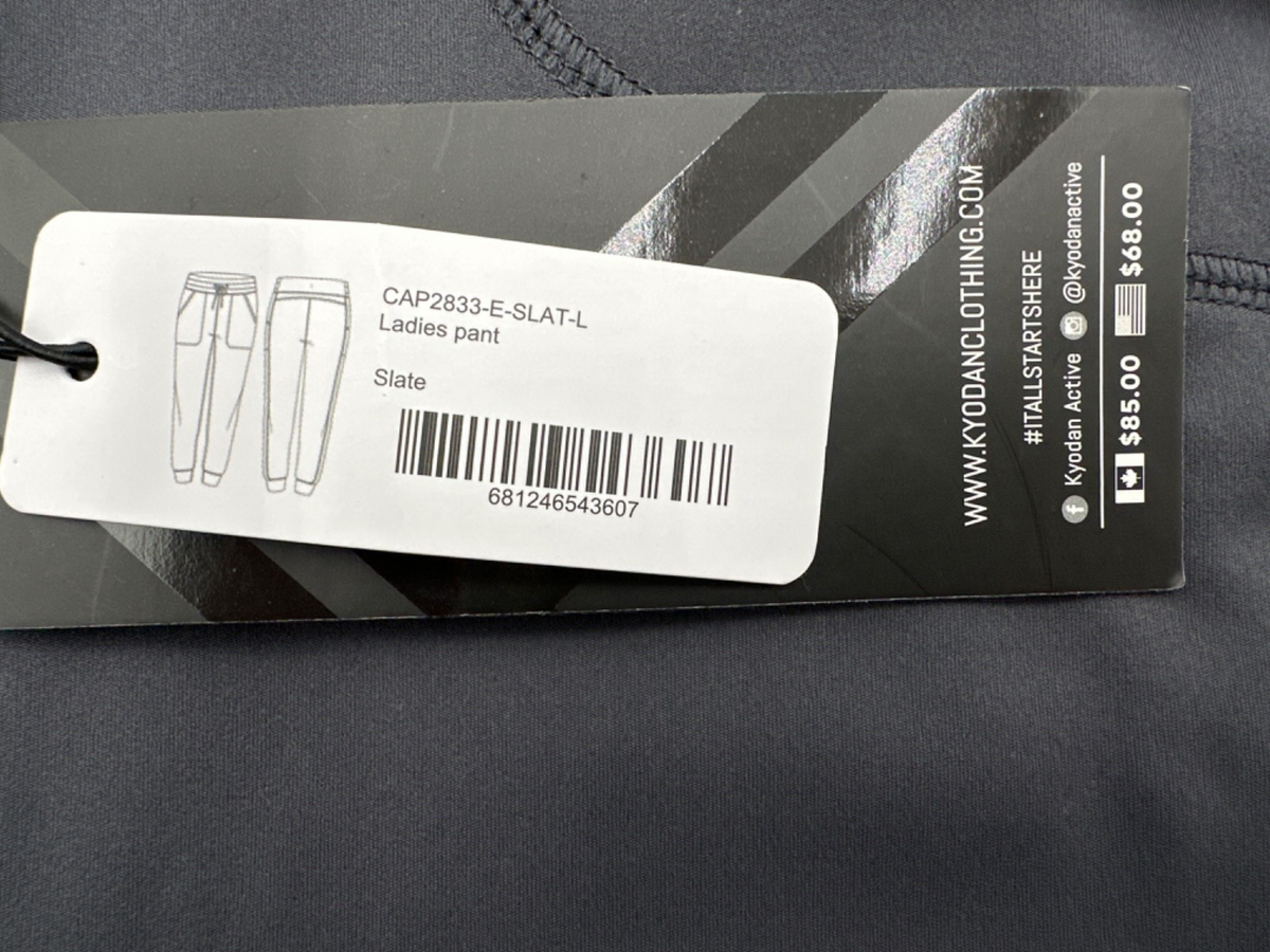 $68 Kyodan Women’s Jogger Pants -CAP2833ESLATL - Slate - Large - New With Tags
