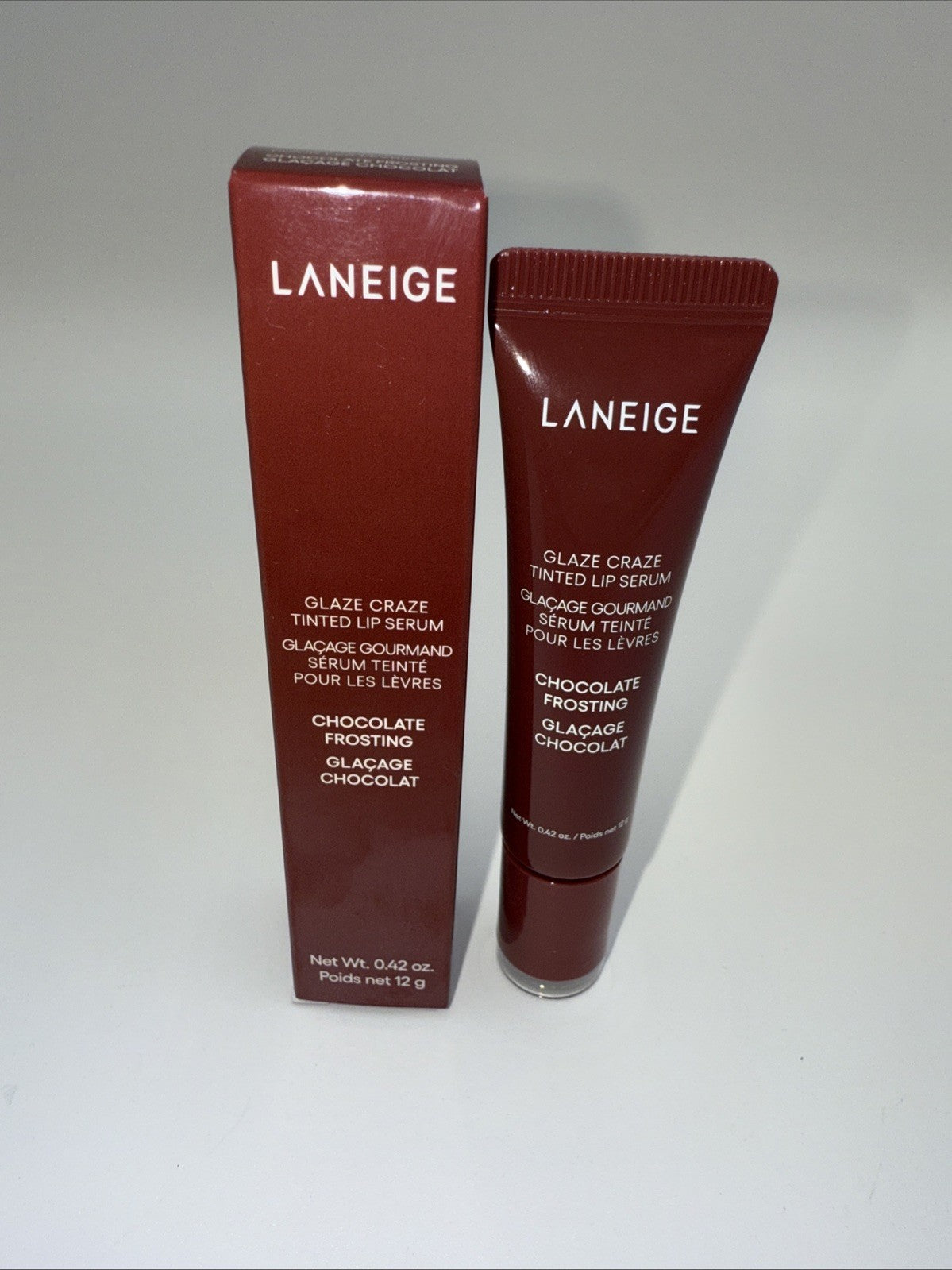 LANEIGE Glaze Craze Tinted Lip Serum -Chocolate Frosting- 0.42 oz / 12 g NIB