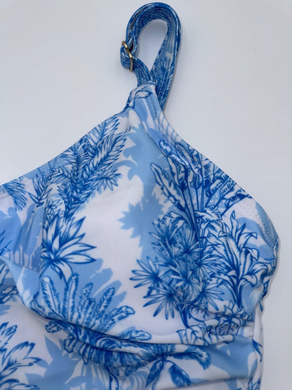 $120 Nicole Miller Women’s 1pc Swimsuit W/Side Ruching - Blue - Medium- New