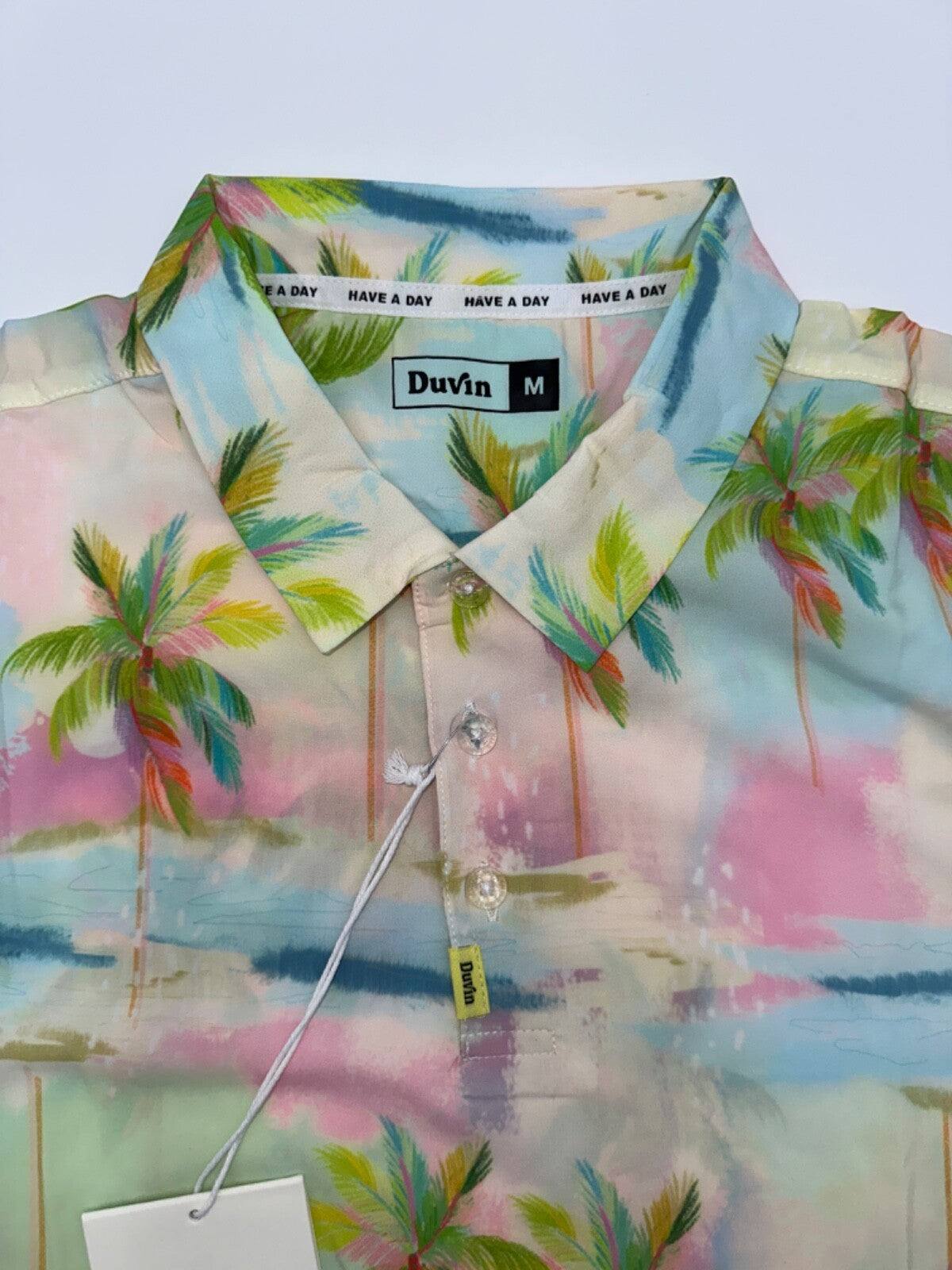$54 Duvin Men's Pastel Palmy Shirt - Green/Pink/Blue - Medium - New With Tags