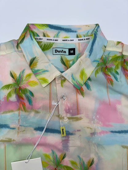 $54 Duvin Men's Pastel Palmy Shirt - Green/Pink/Blue - Medium - New With Tags