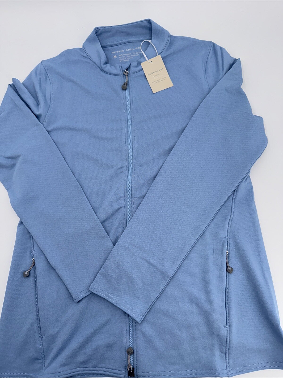 $195 Peter Millar Women’s Katy Full Zip Layer Jacket - Channel Blue- Medium-New
