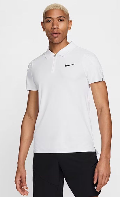 $105 Nike Men’s Dri-FIT Court Slam Tennis Polo Shirt 1/4 Zip- White-Large- NEW