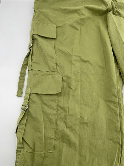 $40 Tinseltown Juniors D-Ring Parachute Pants - Moss Stone Lime - Medium -NWT