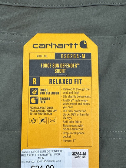 Carhartt Men's Force Sun Defender Relaxed Fit  Shorts-Dusty Olive- Small -New