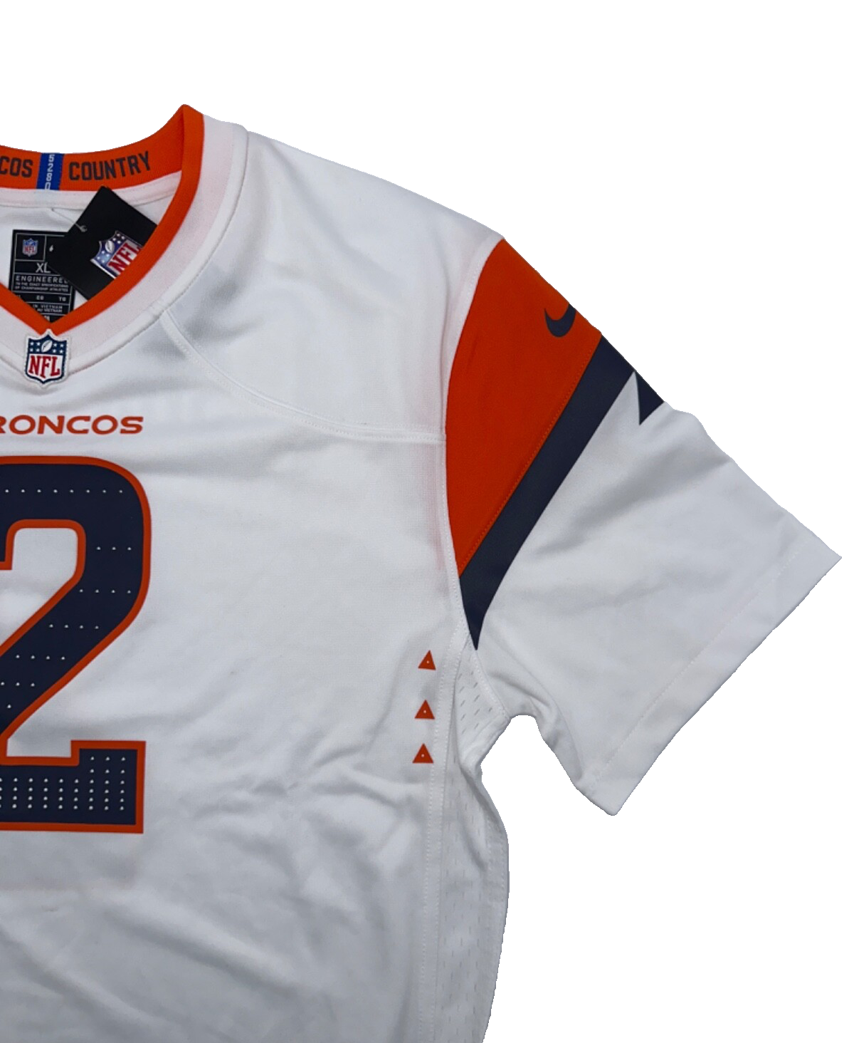 $90 Nike Youth Denver Broncos Patrick Surtain II Jersey - White/Orange- XLarge