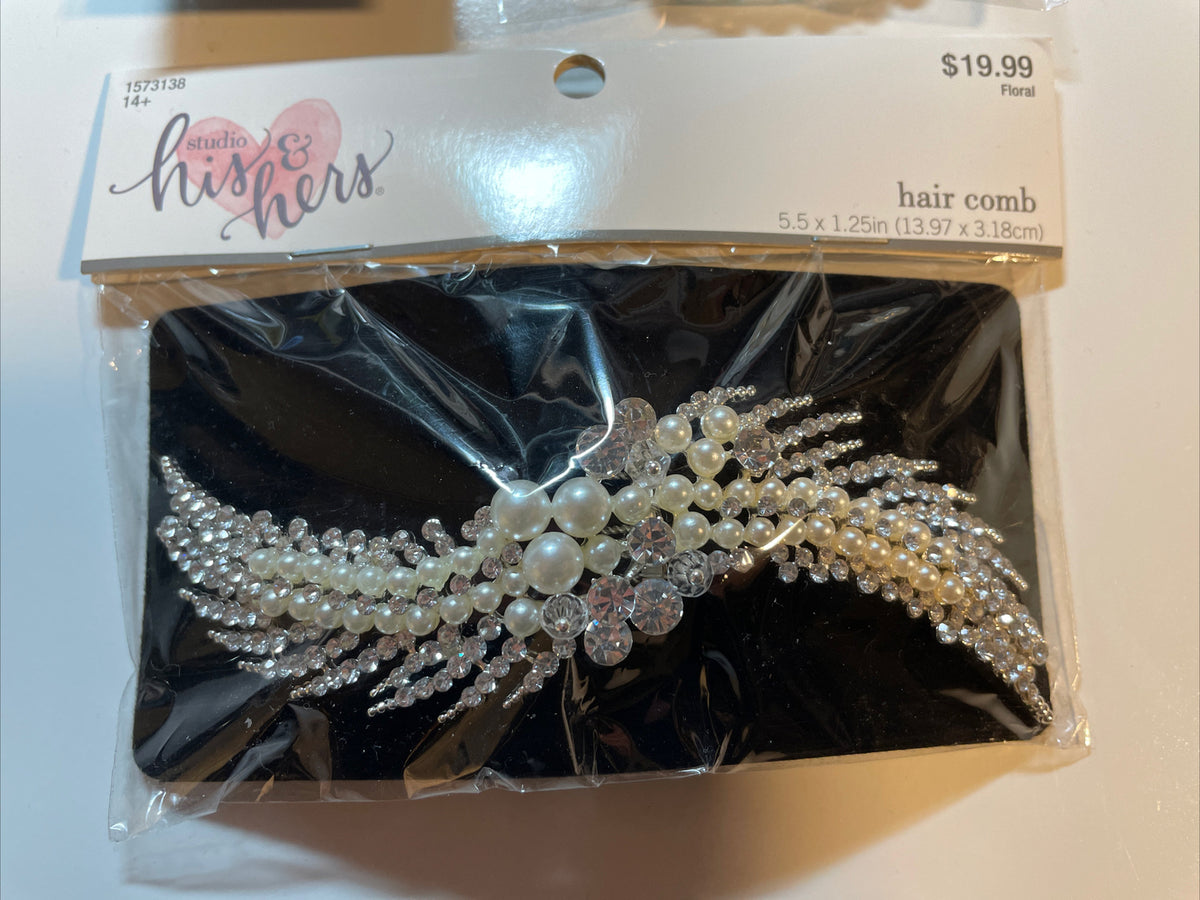 Combo Lot 3 PCs Studio His & Hers WEDDING Set: EARRING - HAIR COMB - Bracelet