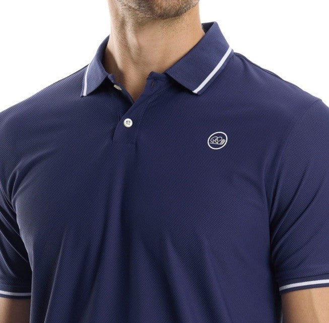 Good Good Men’s Golf Midnight Textured Polo NFLP Logo Performance-Blue-Medium