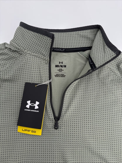 $75 Under Armour Men’s T2 Half Moons Print 1/4 Zip Golf Top - Green- Medium -New
