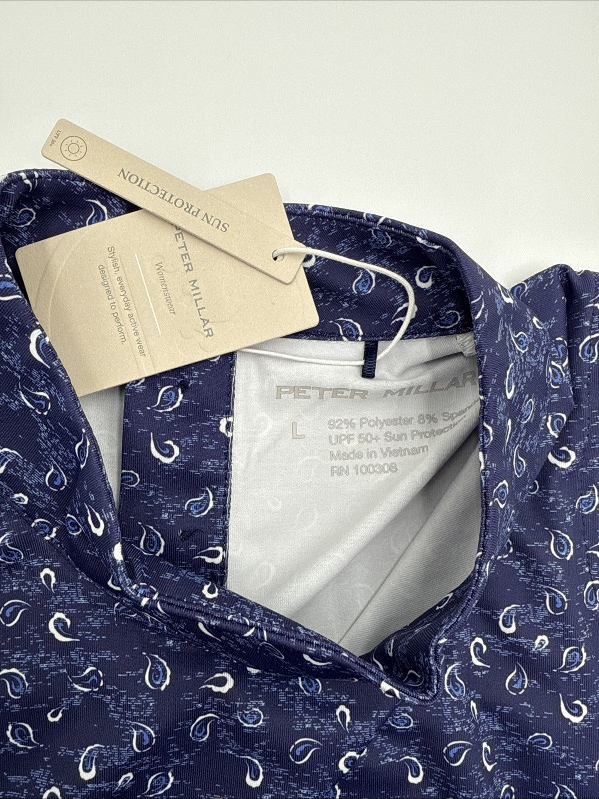 $95 Peter Millar Women’s Scottie Tossed Print Sleeveless Top- Navy Blue- Large
