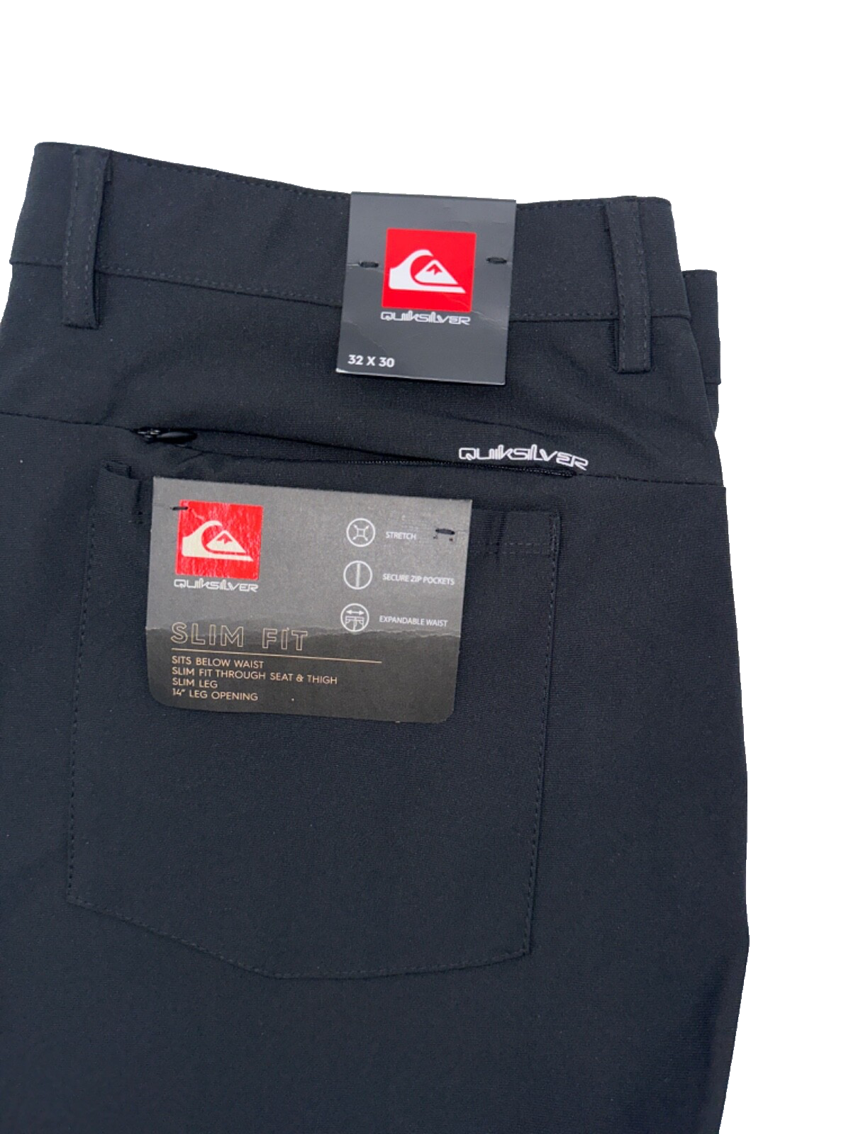 $78 Quicksilver Men’s Stretch Tech Woven Pant - Black Onyx -Size 32W x 30L -New