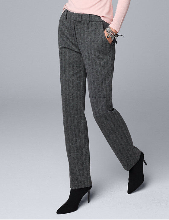 Simply Vera Wang Women’s High Rise Slim Straight Twill Pants- Grey-Size: 2- New