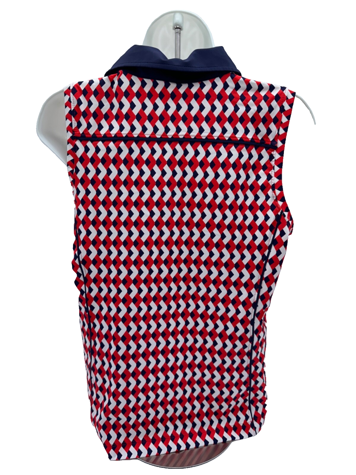 Kinona Woman’s Dew Sweeper Sleeveless Golf Top - Chevron Tomato Red - Medium-New