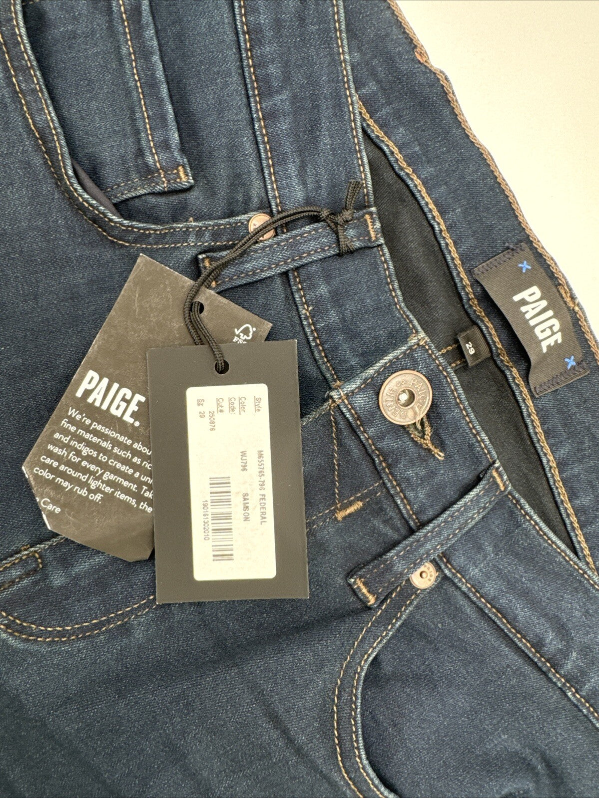 Paige Men's Pants Federal Jeans- Pants- Samson (Dark Blue) - 29Wx32L -$199