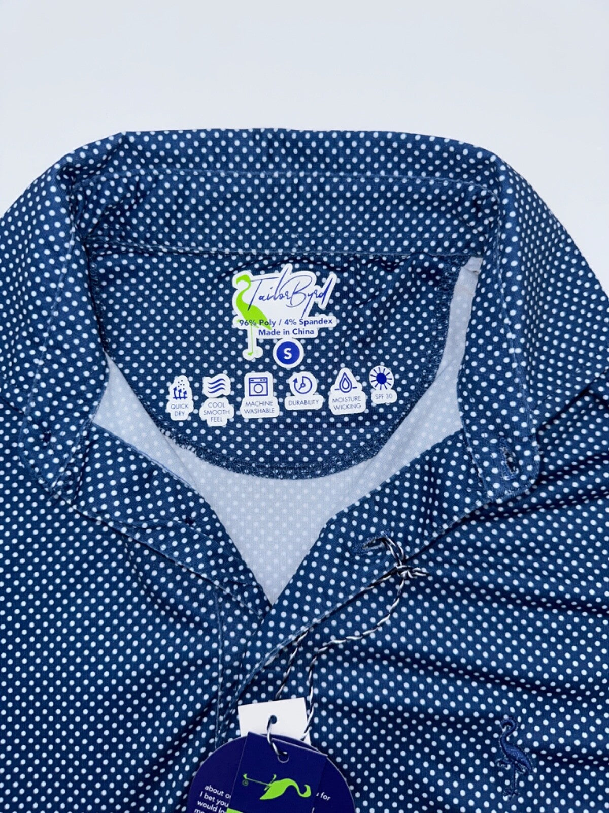 $80 TailerByrd Men's Polka Dot Polo Shirt - Navy/White - Small - New With Tags
