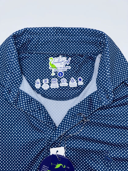 $80 TailerByrd Men's Polka Dot Polo Shirt - Navy/White - Small - New With Tags