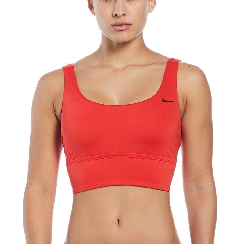 $60 Nike Women's Essential Scoop Neck Midkini Top- Lt Crimson Red - Large - New
