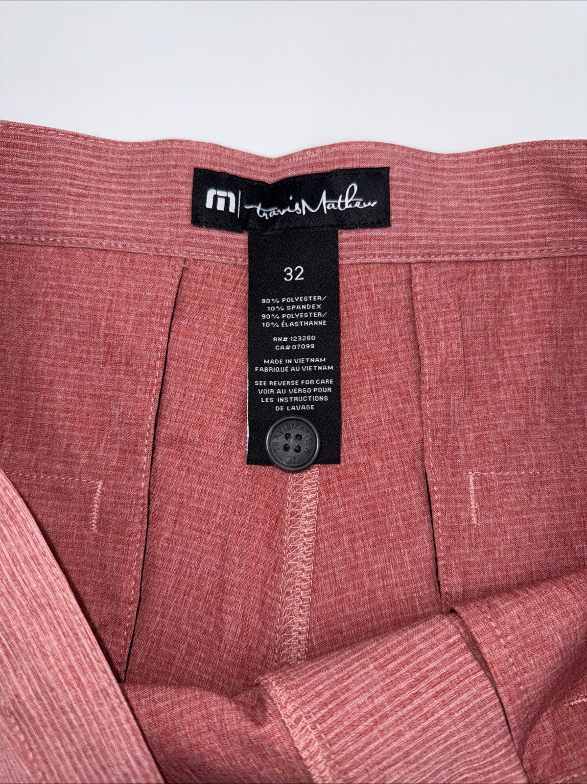 $94 Travis Mathew Men’s Sand Harbor Golf Shorts-Heather Garnet Rose- 32W-New Tag