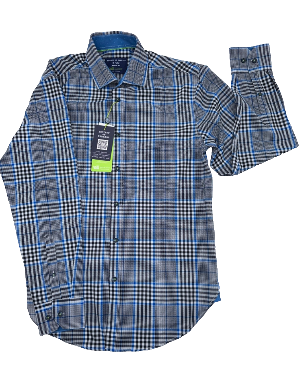 $80 Society Of Threads Men's Button Down 4 Way Stretch Shirt - Blue - Small-New