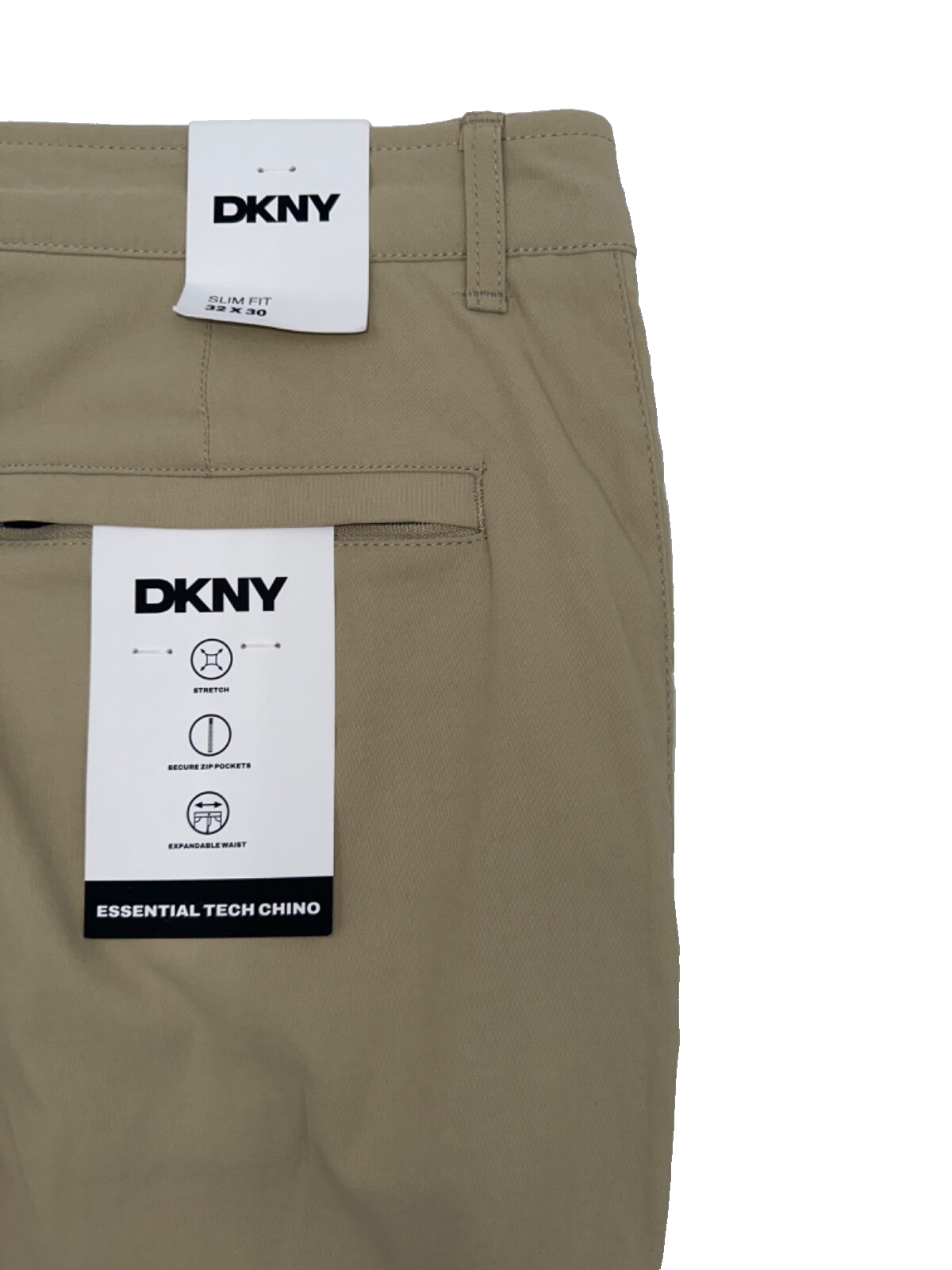 $90 DKNY Men's Essential Tech Chino Pant - Khaki - 32W x 30L - New With Tags