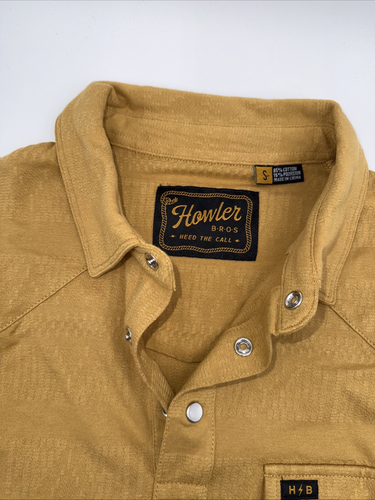 $69 Howler Bros Men's Ranchero Polo Shirt Short Sleeve- Honey Dijon- Small-New