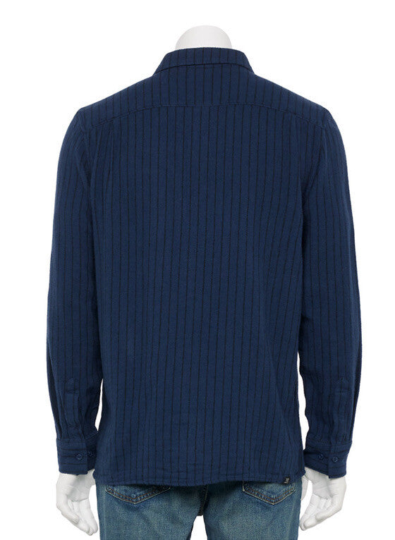 Vans Men's Station Striped Shirt Button Front -Dress Blue- Small- New Tag $50