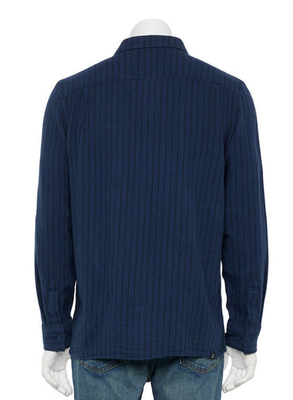 Vans Men's Station Striped Shirt Button Front -Dress Blue- Small- New Tag $50