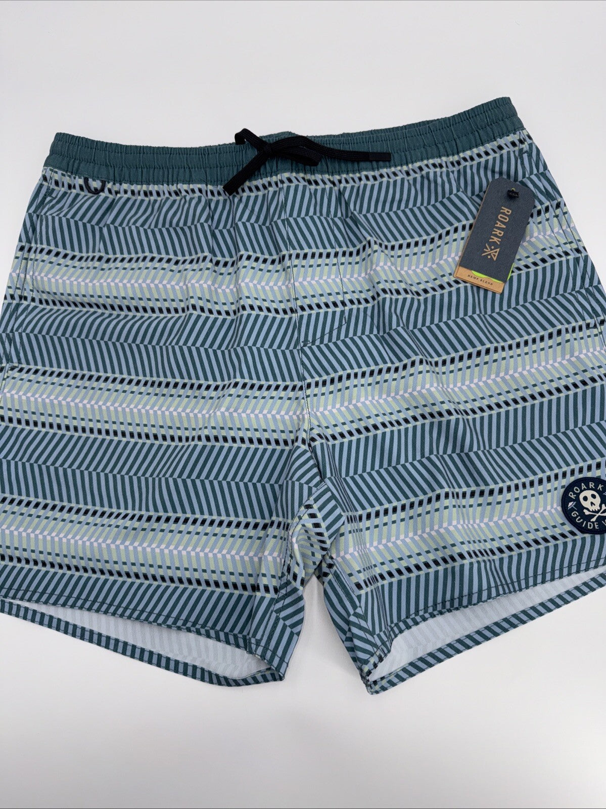 $66 Roark Men’s Shorey 16” Elastic Waist Trunks-Herringbone Cosmica-Large-New