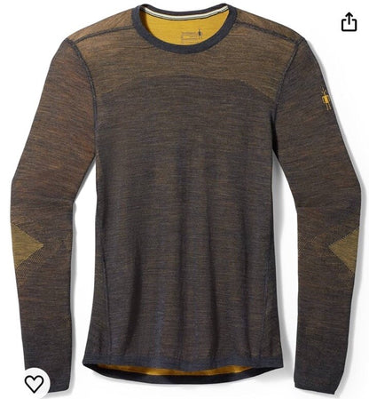$130 Smartwool Men's Base Layer Intraknit Merino Crew-Charcoal Honey-Small-NEW