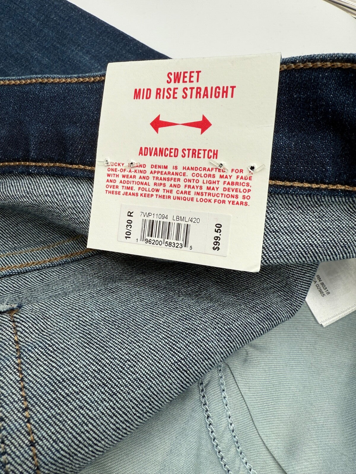 $99 Lucky Brand Women’s- Sweet Mid Rise Straight Jeans-10/30R-Dark Blue-New Tag
