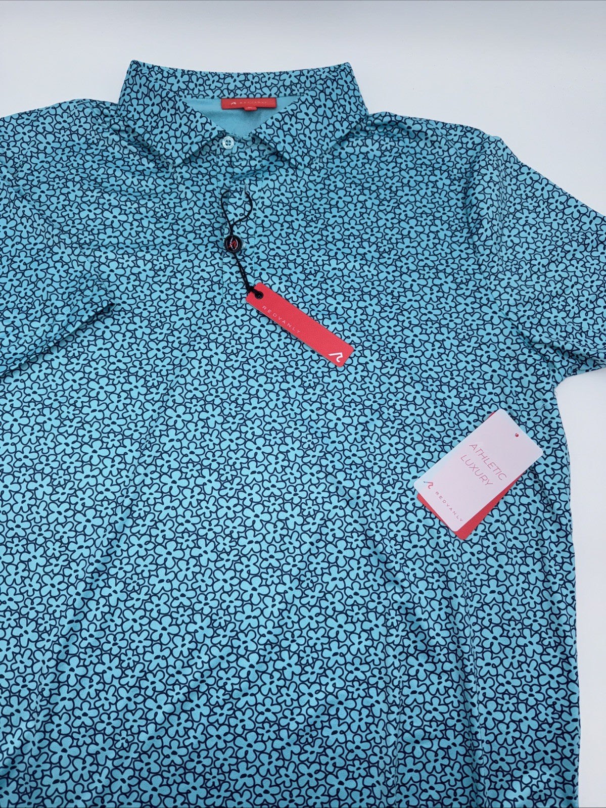 $110 Redvanly Men’s Pierre Golf Performance Polo Shirt-Curaçao-XLarge-New
