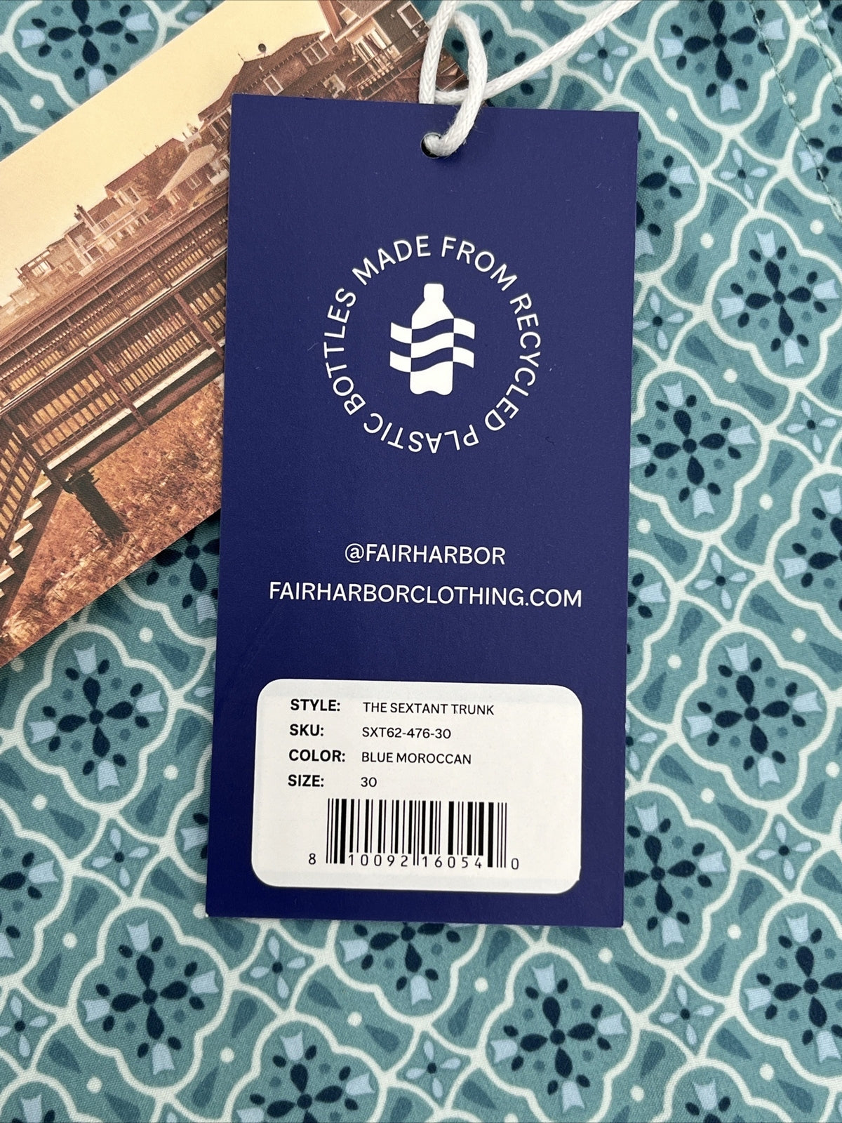 $89 FAIR HARBOR Men’s Sextant Swim Trunk Lined Shorts-Blue Moroccan-Size: 30W