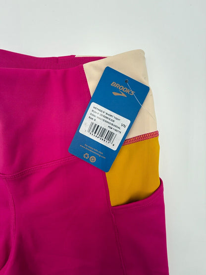 $64 Brooks Women’s Method 8” Tight Shorts - Mauve/Sand/Sundial-Small-New Tag