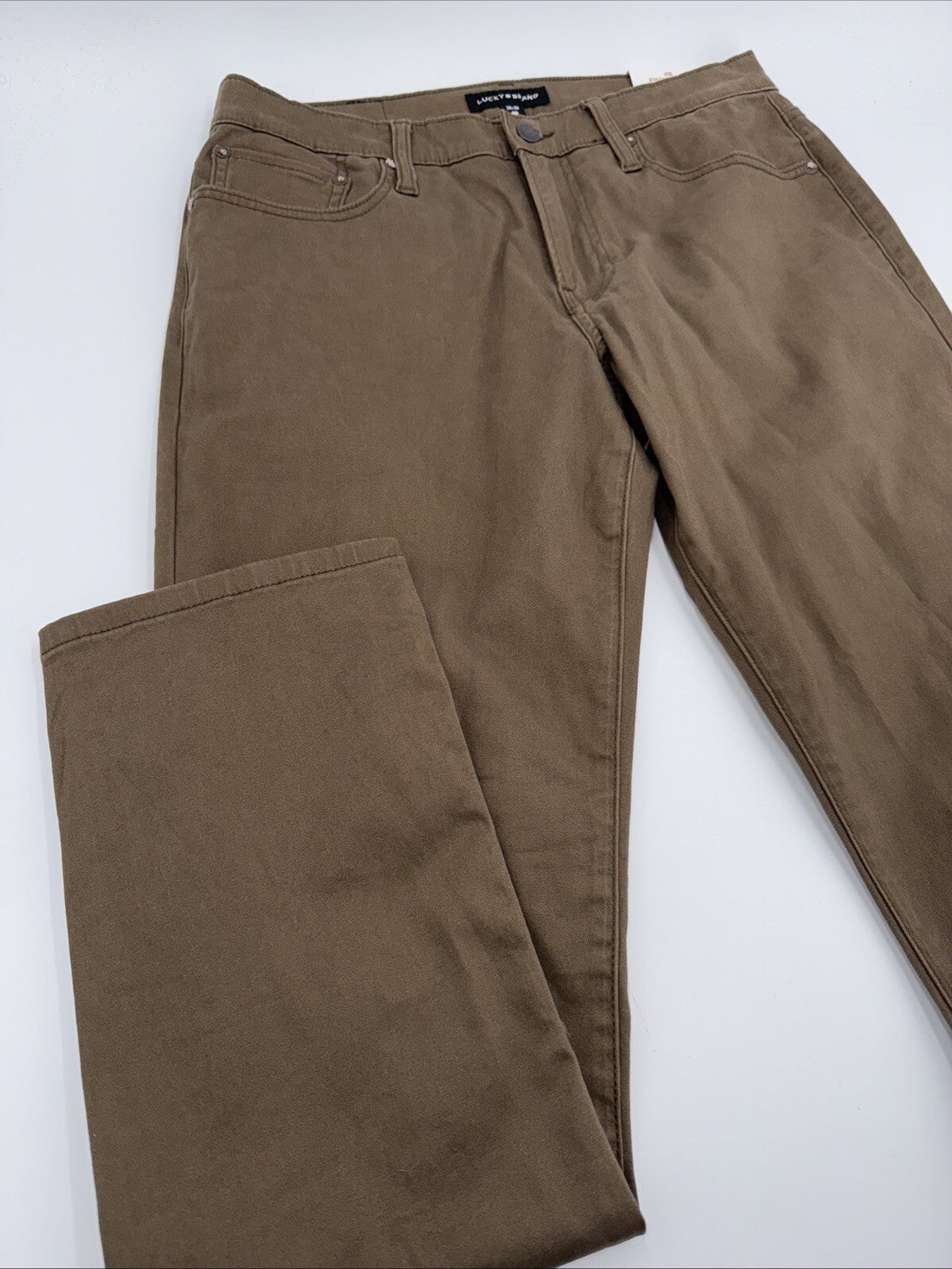 $99 Lucky Brand Men’s 410 Athletic Straight Five Pocket Pants-Bark-30W 30L- New