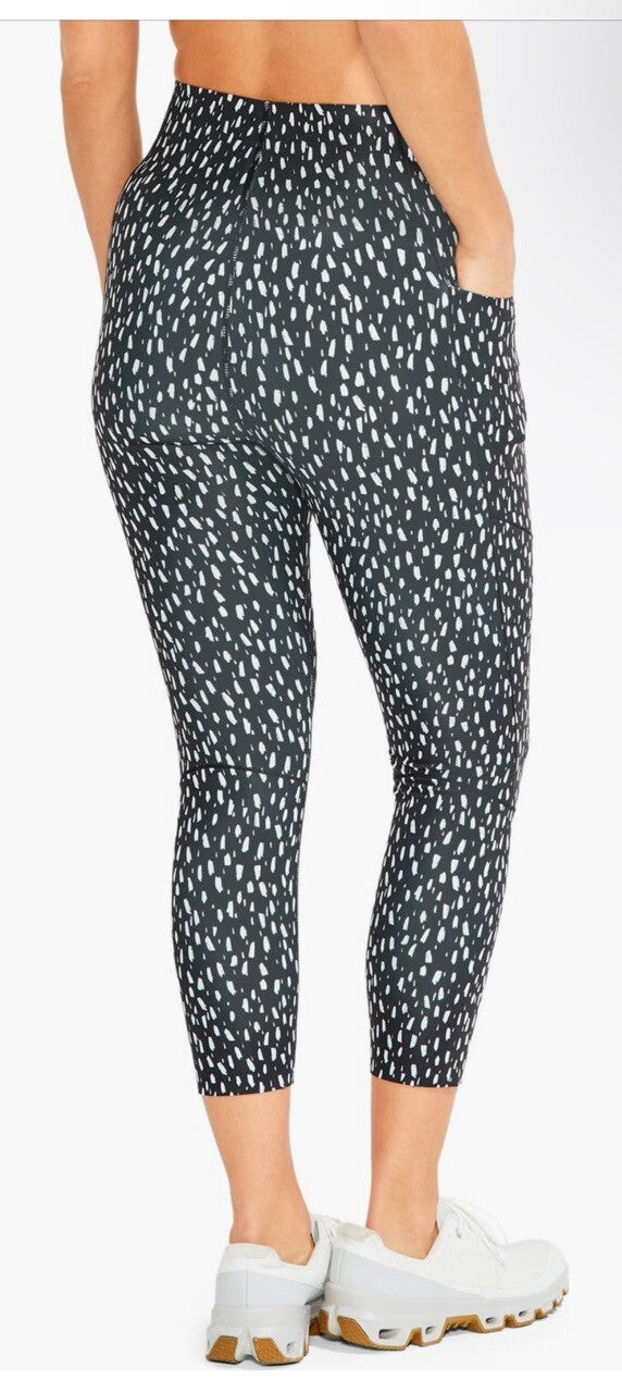 $95 NIC+ZOE High Waist Crop Leggings Brush Strokes- Black/White-Large-NEW