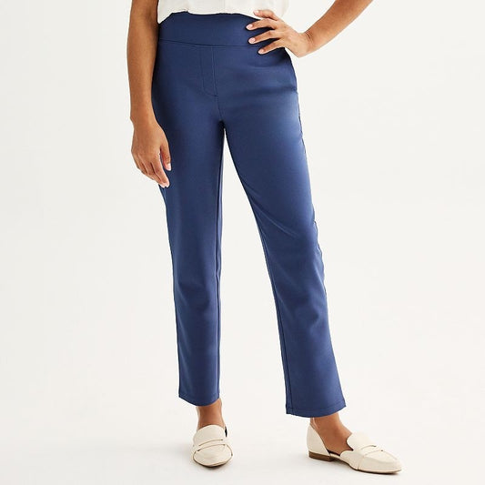 Nine West Women's High Rise Pull On Straight Ankle Pant-Resolute Blue-Medium-New