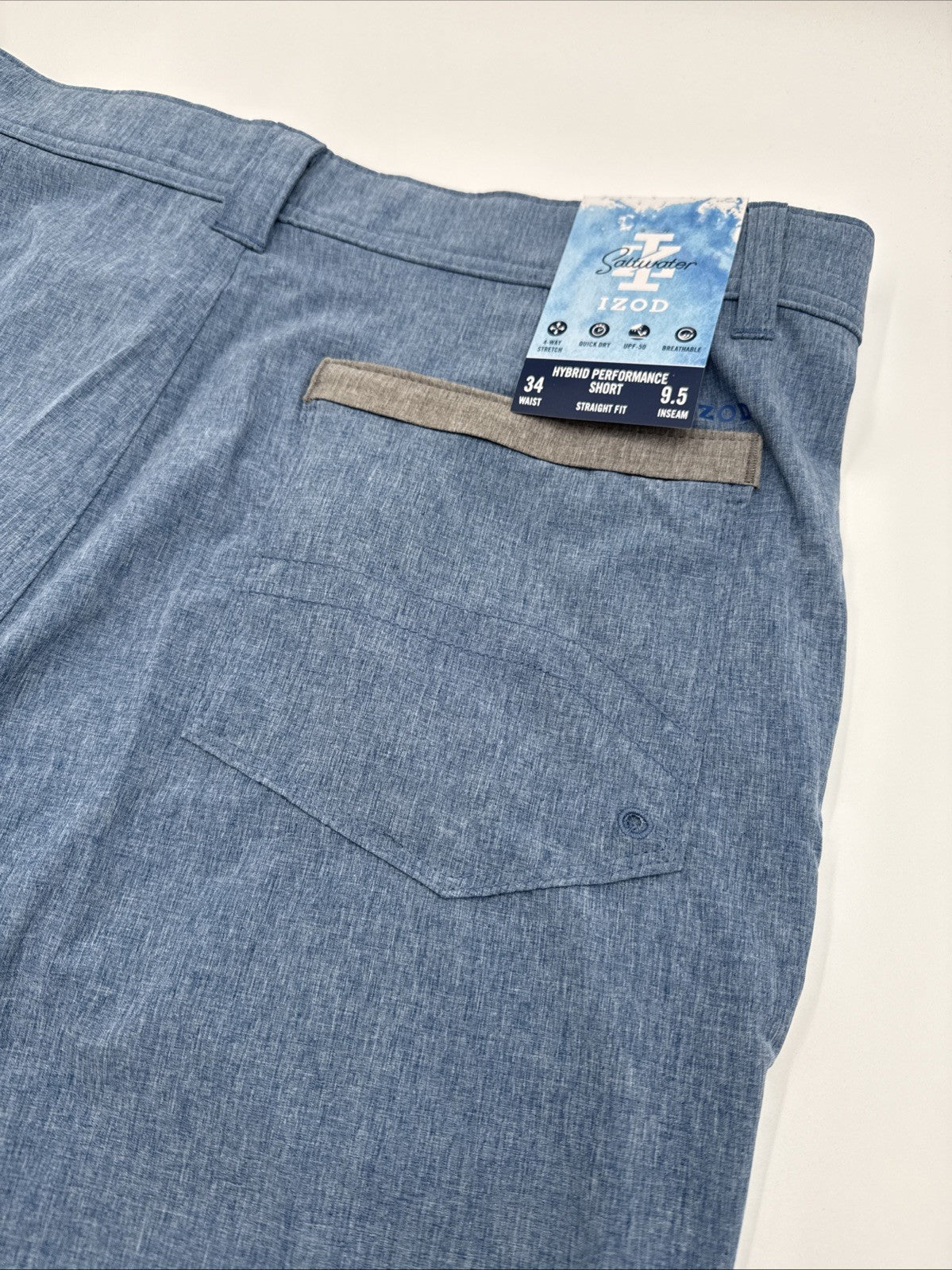 $50 IZOD Men’s Saltwater Hybrid Performance 9.5”Shorts - True Blue-34W-New