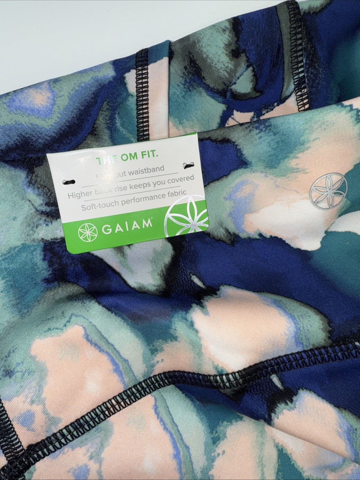 Gaiam Women’s7/8 Nanette Leggings High Rise- Blue Multi- Large - New Tag $55