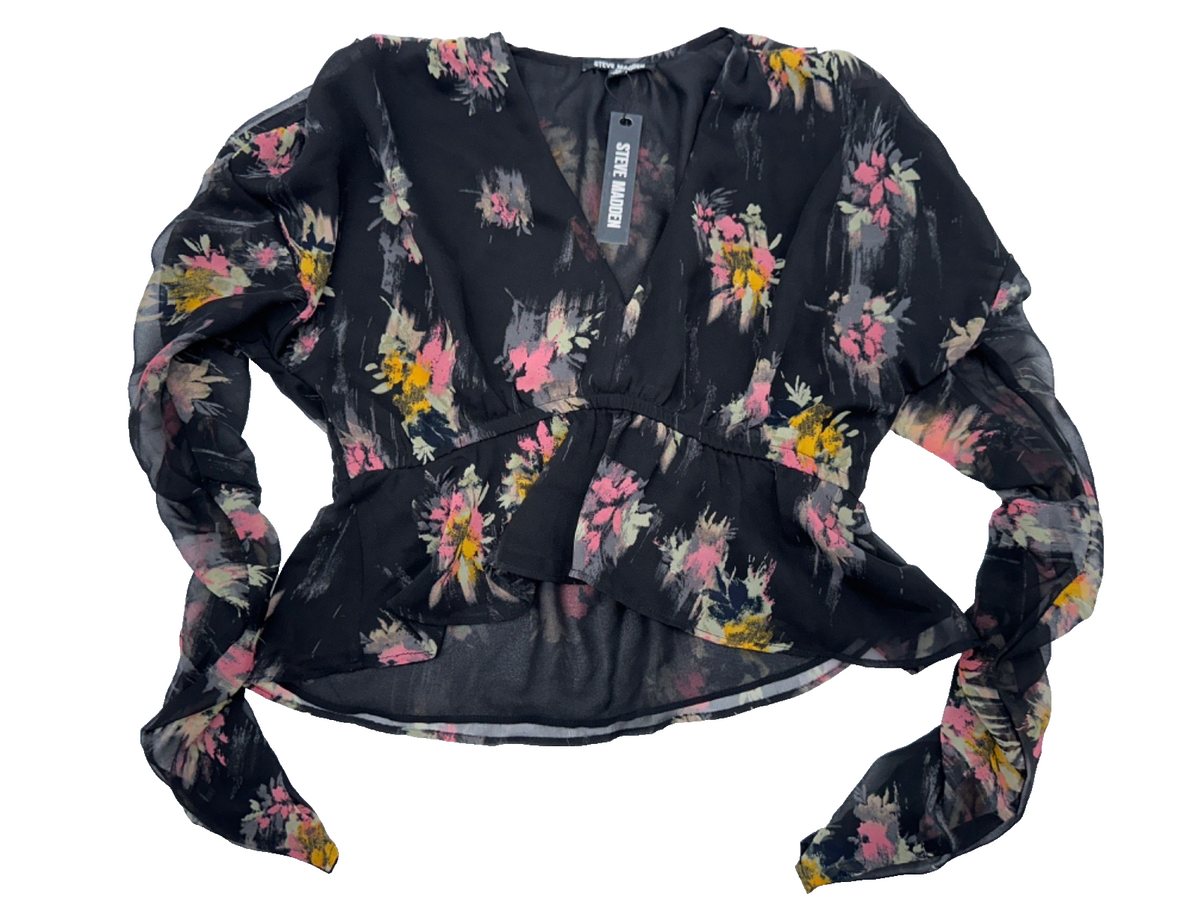 $69 Steve Madden Women's Chiffon Top - Black - Medium - New With Tags