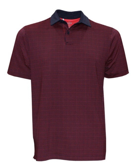 $78 Under Armour Golf Men's T2 Half Moon Polo Shirt- Navy/Orange- Medium-New Tag