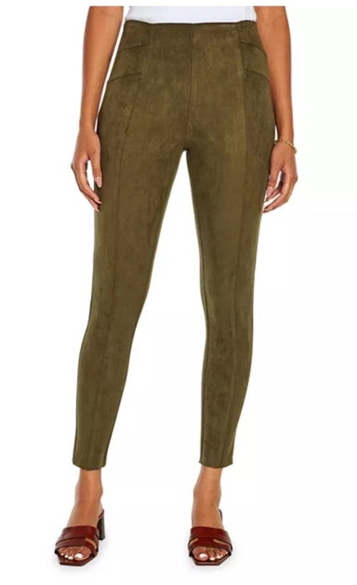 $119 Three Dots Women’s Sofia Front Seem Pull On Pants- Green Moss -Large -New