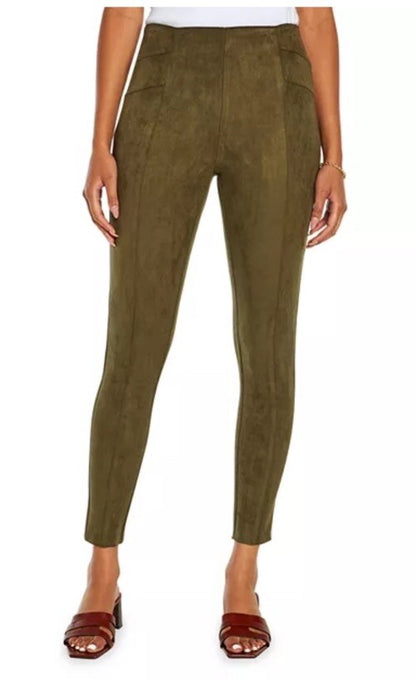 $119 Three Dots Women’s Sofia Front Seem Pull On Pants- Green Moss -Large -New