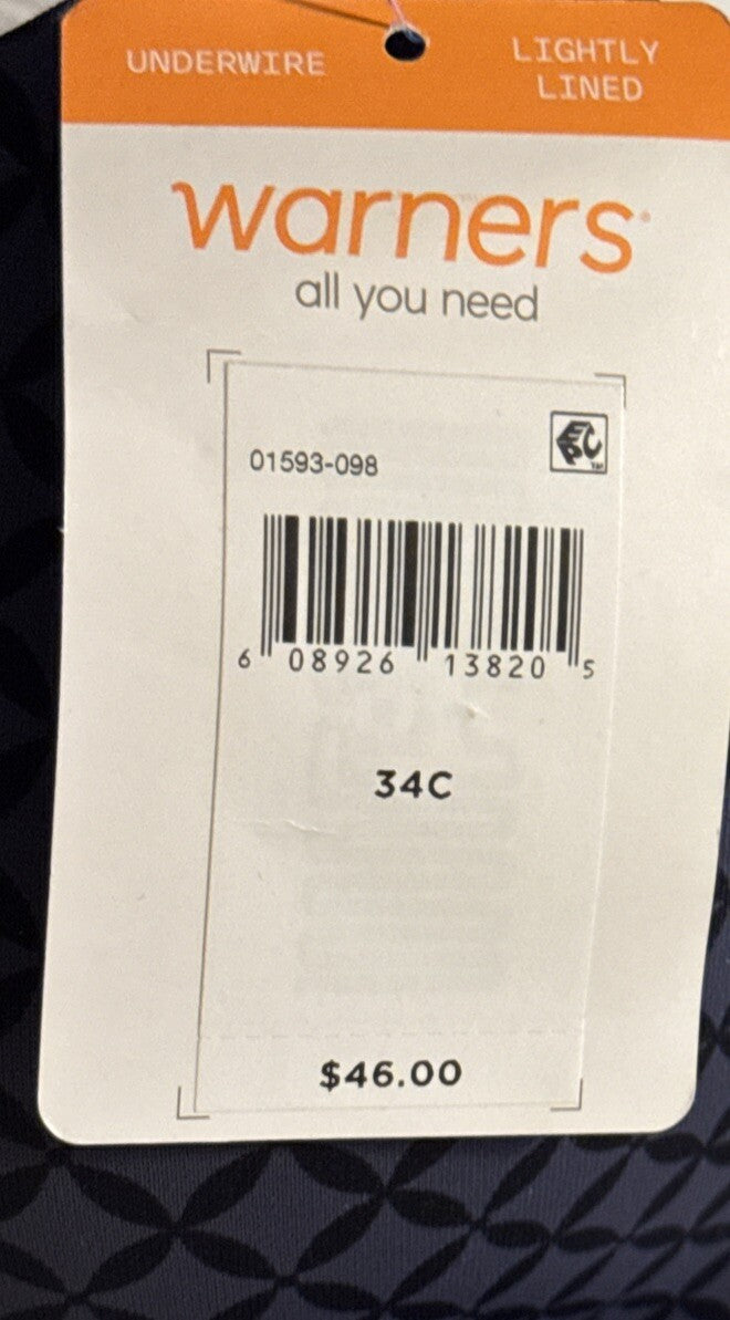 Warners This Is Not A Bra Cushioned Underwire Lightly Lined T-Shirt Bra-Gray-34C
