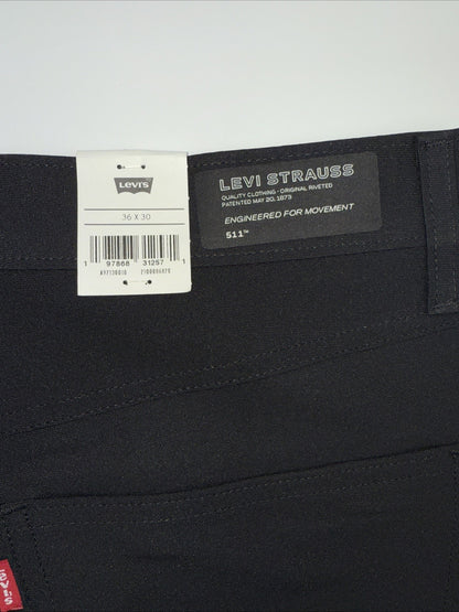$70 Levi's Men's 511 Slim Tech Pants Stretch A92130010- Black- 36W 30L - New Tag