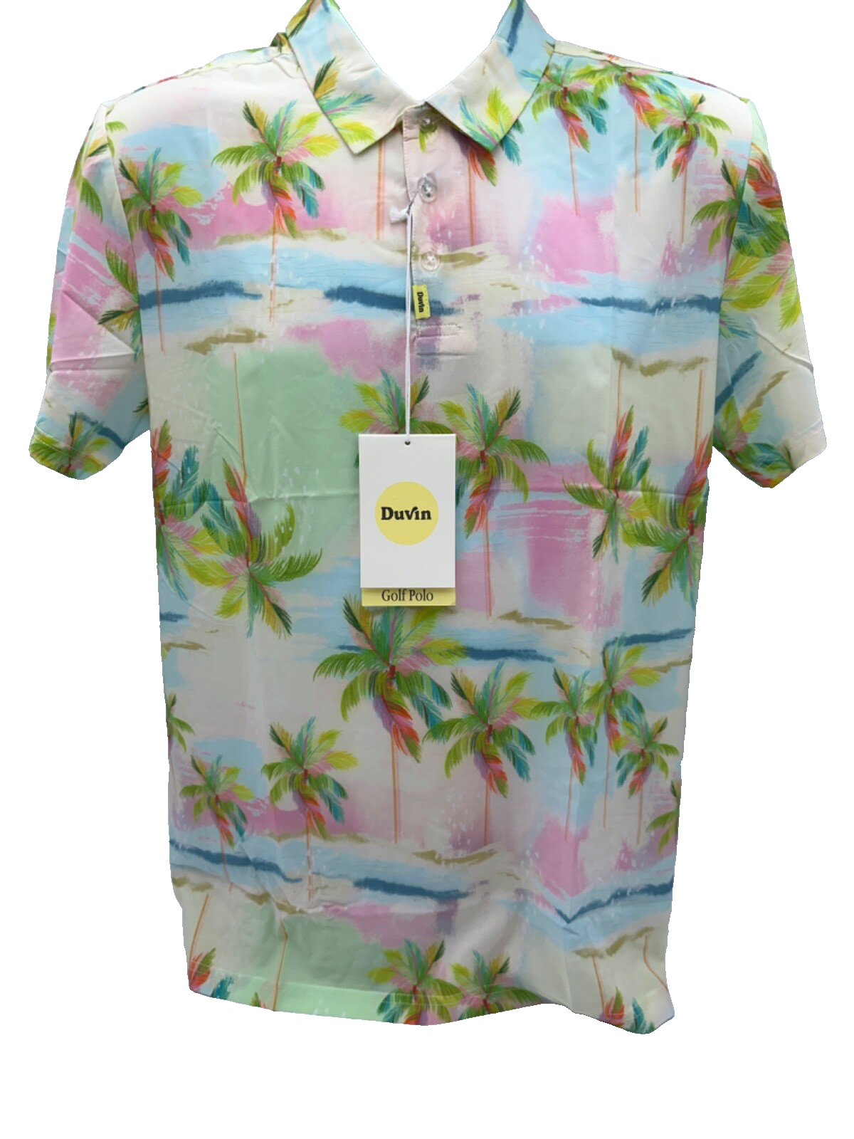 $54 Duvin Men's Pastel Palmy Shirt - Green/Pink/Blue - Medium - New With Tags