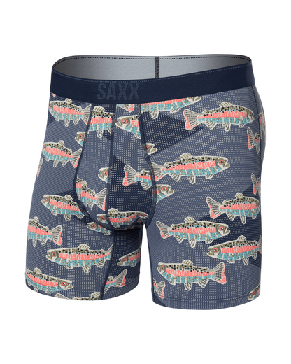 $34 SAXX Men’s Quest Quick Dry Mesh Boxer Brief Fly-Mosaic Trout - Small - New