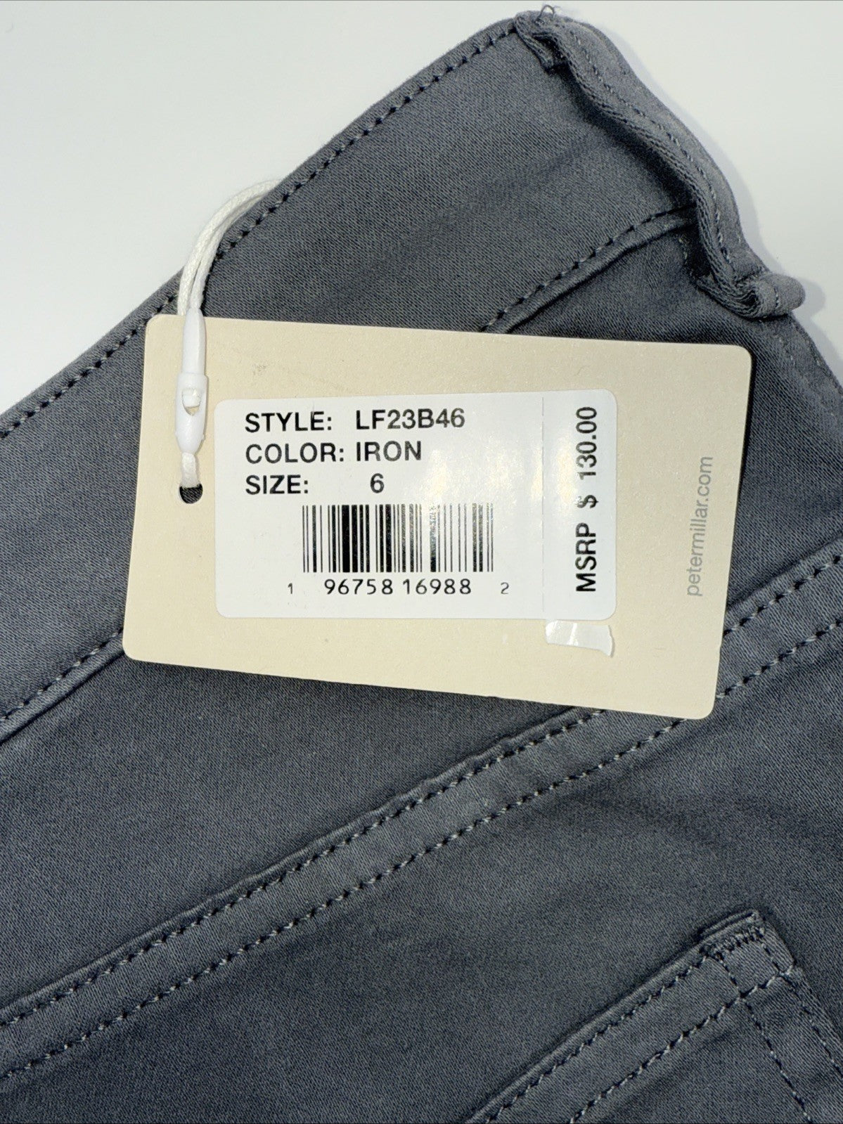 $130 Peter Millar Women's Karlie Stretch Sateen High Rise Pant-Iron-Size: 6 -NEW