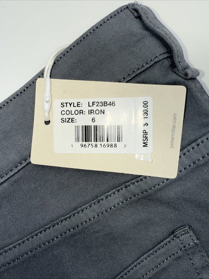 $130 Peter Millar Women's Karlie Stretch Sateen High Rise Pant-Iron-Size: 6 -NEW