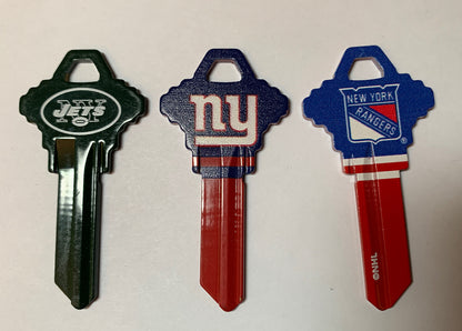 Lot 3 Keys House or Office Blank SC1 Schlage- New York 1 Jets 1 Giants 1 Rangers