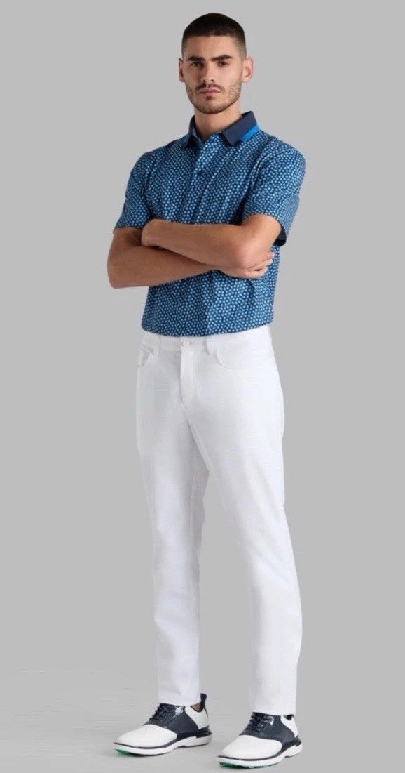 $185 G/FORE Men’s 36 Performance Stretch Tour 5 Pocket Pants-Snow White-34W-New